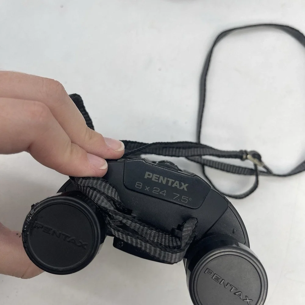 Vintage Pentax 8x24 7.5° Compact Binoculars Japan Case Travel Birding Hiking